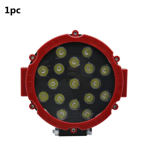 1pc red 1 шт. 51 Вт 6,3 дюймов круглый светодиодный фонарь 6000 К 3570LM IP67 точечный светодиодный рабочий свет для Jeep SUV лодка 4х4 внедорожный светодиодный светильник - Цвет: 1pc red