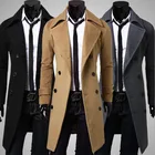 Пальто мужское Шерстяное приталенное, двубортное пальто средней длины, зимнее пальто