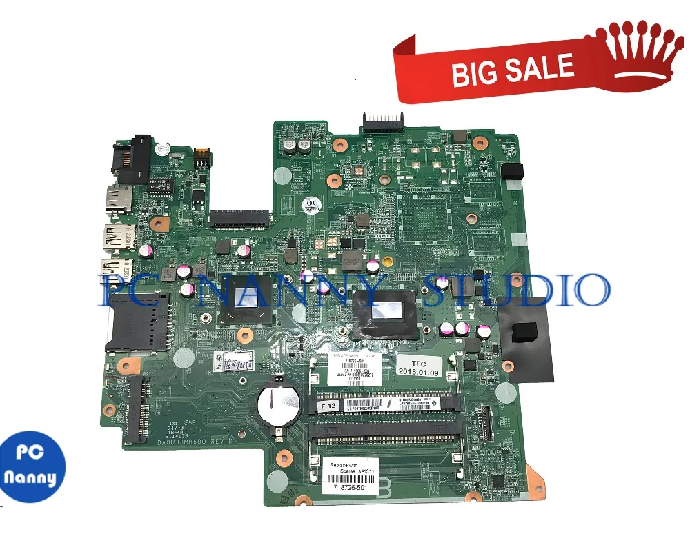 PCNANNY 718726 501 001 для HP PAVILION 14 B Материнская плата ноутбука I3 3227U DA0U33MB6D0