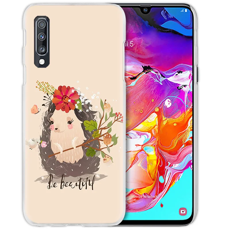 Тонких листов Kawai Ежик чехол для samsung Galaxy A50 A70 A20e A60 A40 A30 A20 A10 A8 A6 плюс A9 A7 Жесткий PC APhone Coque