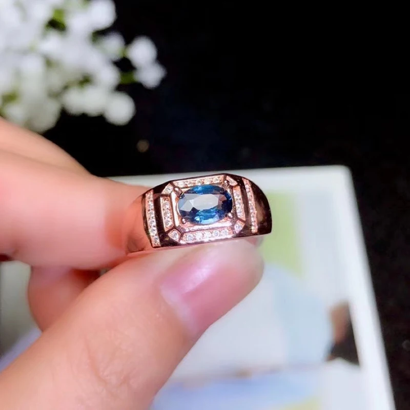 Ювелирные изделия colife, сапфировое кольцо для мужчин, 0.8ct, натуральный сапфир, мужское серебряное кольцо, Твердое Серебро 925 пробы, мужской Сапфир, подарок для Biyfriend