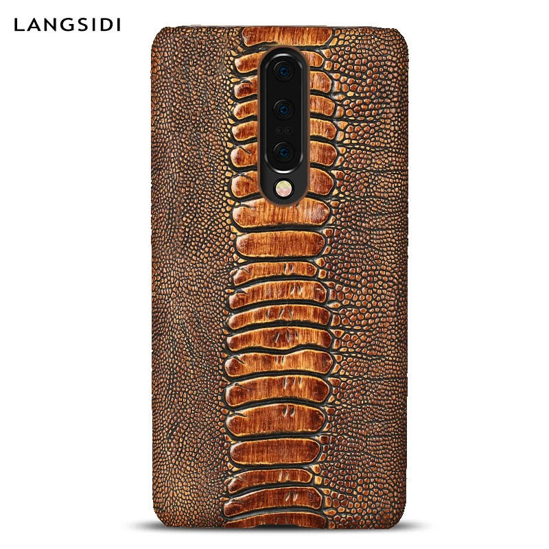 Genuine Leather Phone Case For Oneplus 7 Pro 9 Ostrich Leg grain Shell One plus 7T 6 6T 5 5T 3 3T X Luxury cover | Мобильные