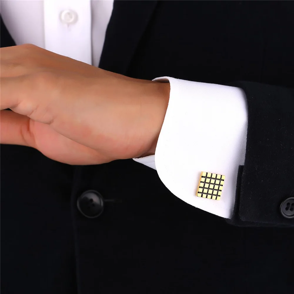 Роскошные Металлические запонки с гравировкой золотого цвета для мужских