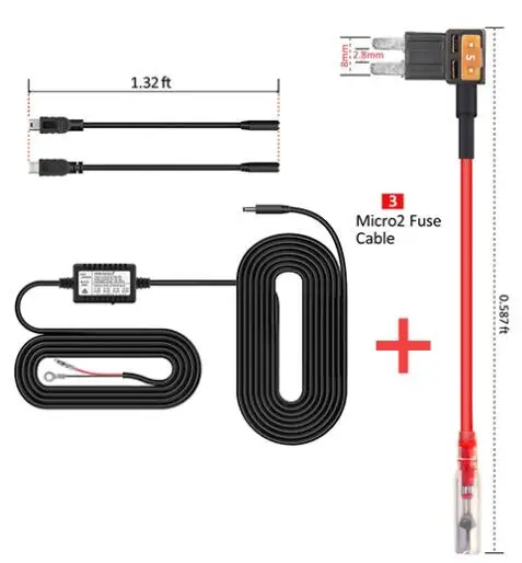 Черный Ruccess Hardwire Комплект Мини Micro USB DVR адаптер питания DC 12 В 24 В до 5 В 2A жесткий провод комплект для видеорегистратора/Автомобильный видеорегистратор/24 H парковка - Название цвета: Черный