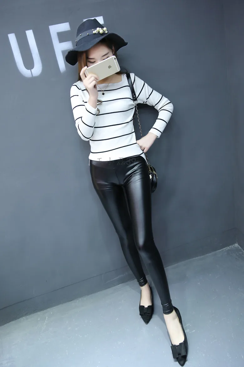 Parollada женский черный Штаны из искусственной кожи толстый тонкий высокой талией