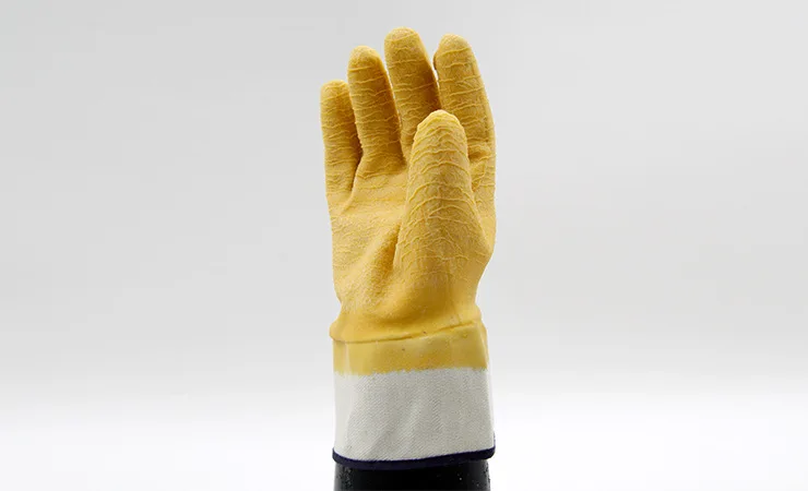 The new 2017 rubber gloves latex wrinkles antiskid safety glove canvas work hard mouth yellow gloves10 double/package | Безопасность и