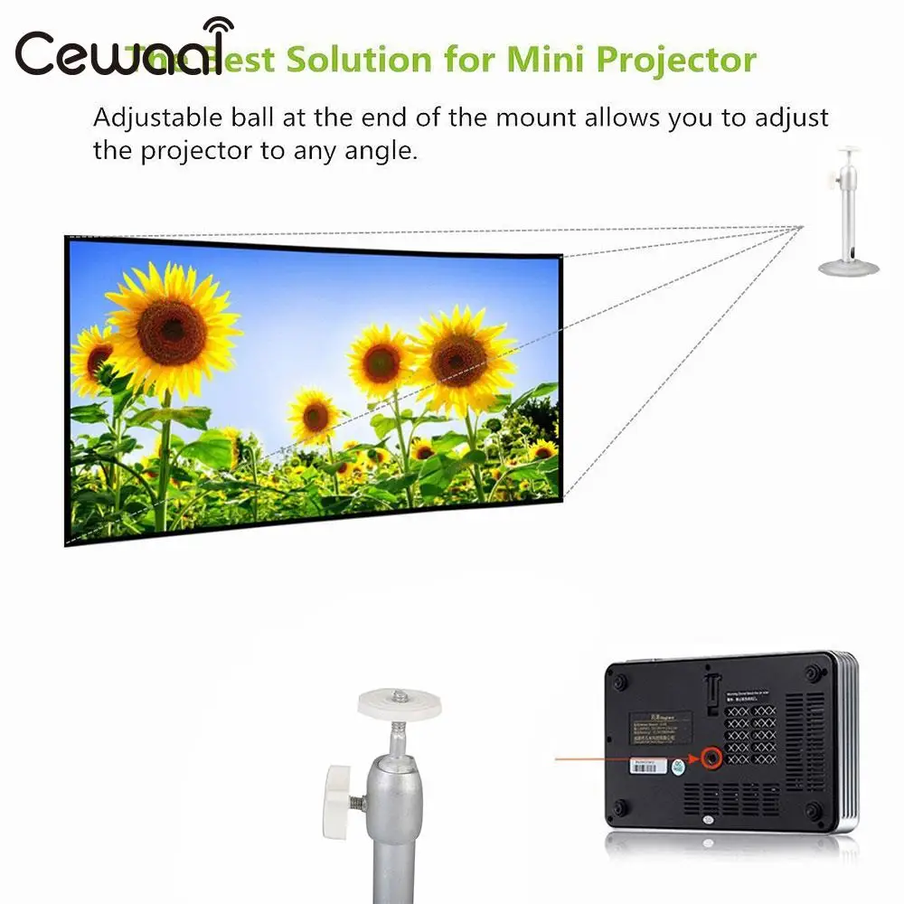 Кронштейн 360 градусов портативный DLP проектор настенное крепление алюминиевый