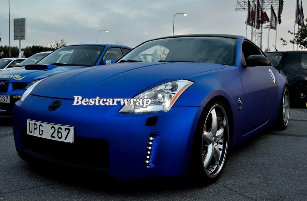 Темно синий сатиновый металлический матовый хром виниловая пленка покрытие