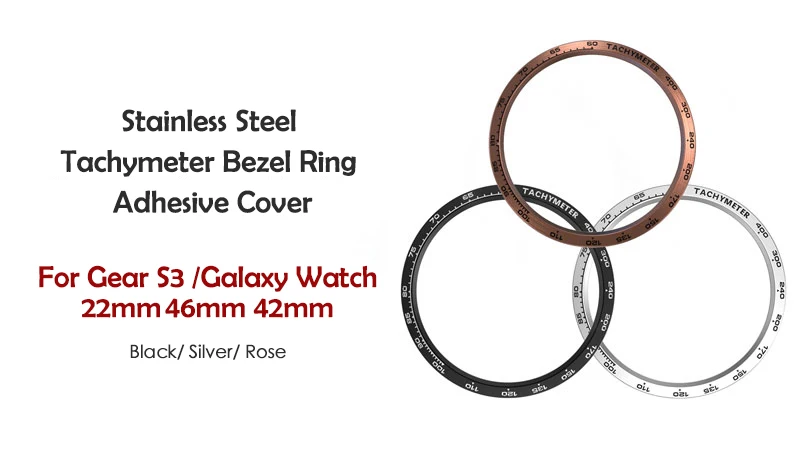 AKGLEADER Cover Ring For Samsung Galaxy Watch 46/42MM Watch Ring Adhesive Cover Anti Scratch Stainless Steel For Gear S3 22mm