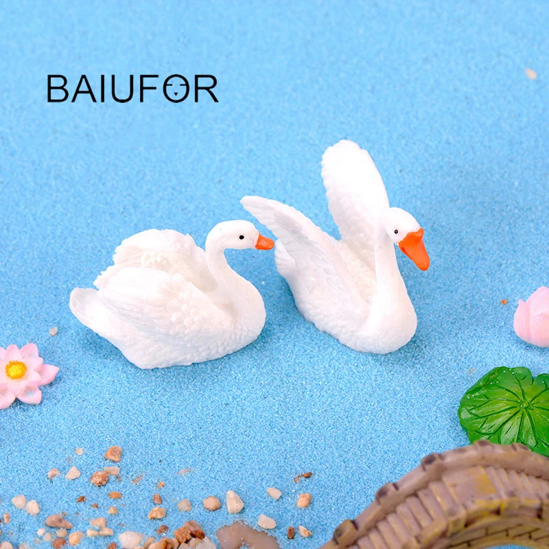 BAIUFOR Love Animal Miniatures лебедь пара модель фигурки Сказочный Сад Декор Террариум