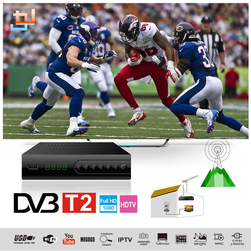 U2C USB DVB T2 Wi Fi ТВ тюнер ресивер Full HD 1080P цифровой Смарт коробка Поддержка MPEG H.264 I P