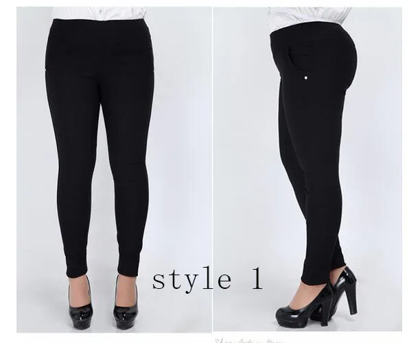 black Pantalon, большие женские штаны размера плюс 6XL, эластичные штаны с высокой талией, женские длинные штаны, ретро брюки, обтягивающие брюки-карандаш F69 - Цвет: black