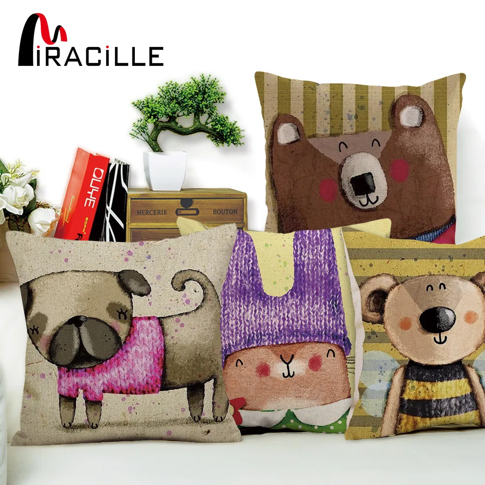 Miracille Красочные мультфильм Животные печатных диванные подушки милый чехол для на