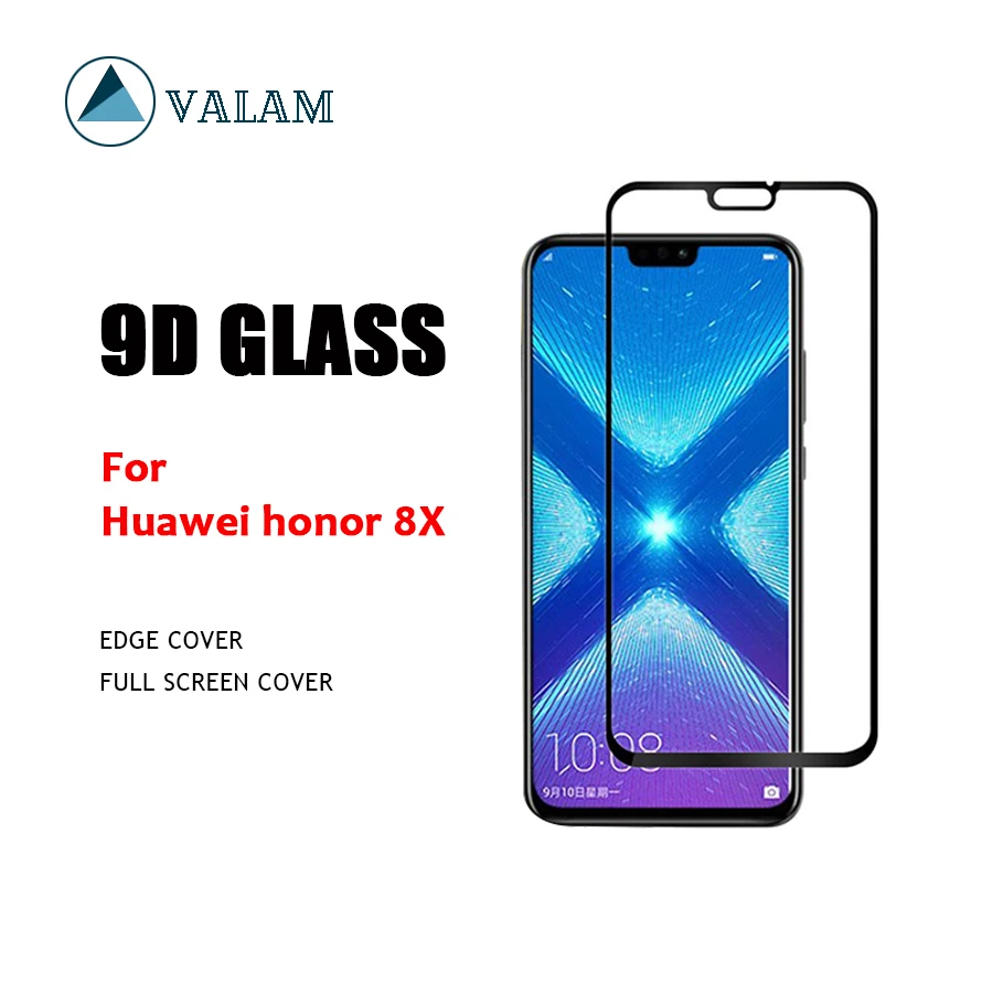 Стекло VALAM для защиты экрана Huawei honor 8X твердость 9H полное покрытие 3D изогнутые