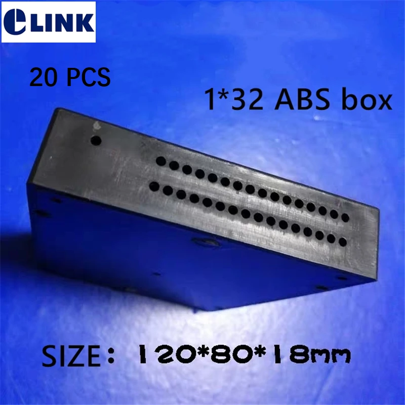 

20 pcs ABS box for 1*32 fiber PLC splitter 120*80*18mm black plastic optical fibre 1X32 box FTTH factory high quality ELINK