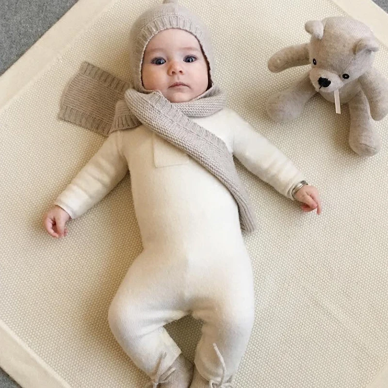 TinyPeople/Одежда для маленьких девочек с карманами; зимние Хлопковые комбинезоны для новорожденных; Bebe; вязаные комбинезоны; костюм для малышей; комбинезон для новорожденных; свитер для мальчиков