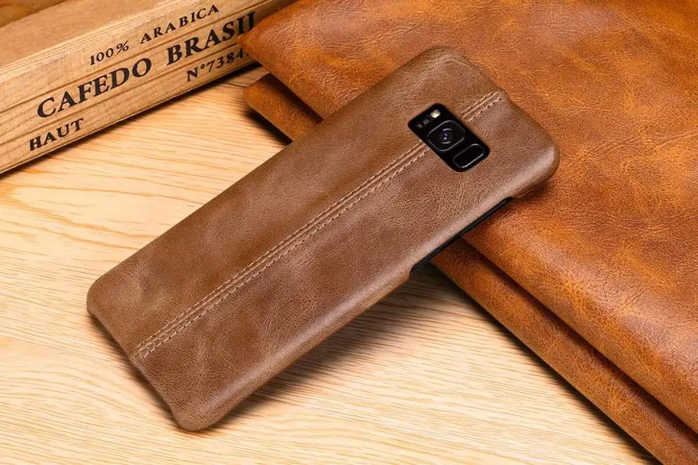 Brown Чехол из натуральной кожи для samsung S10, тонкий защитный чехол, чехол s для samsung Galaxy S8 Plus S10 Plus S9 Capa - Цвет: Brown