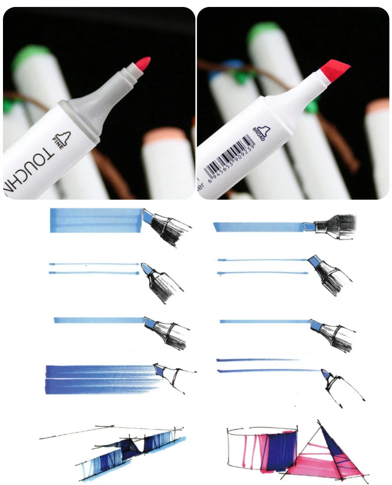 Touchfive маркеры для рисования спиртовые двусторонние дизайнерские мультфильмов|art