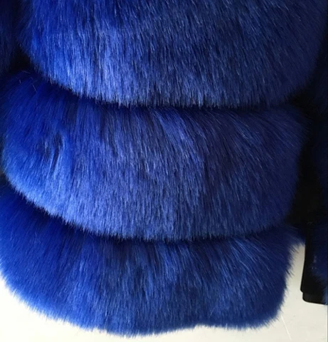 Blue ZADORIN Winter Luxury Faux Mink Fur Coat Hooded Women Thick Warm Fluffy Faux Fur Jacket Ladies Coats Black Pink Fur Pele - Цвет: Blue