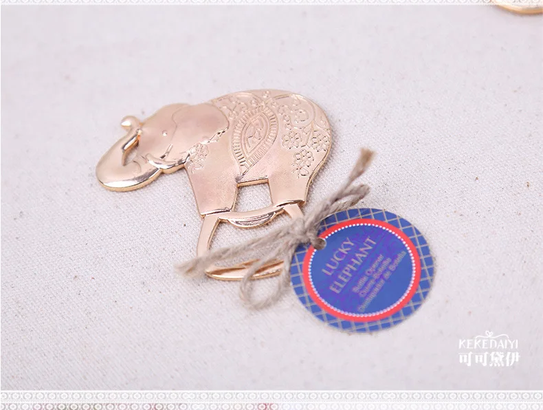 Свадебные сувениры подарки для гостей открывашка бутылок Lucky Golden Elephant подарок на