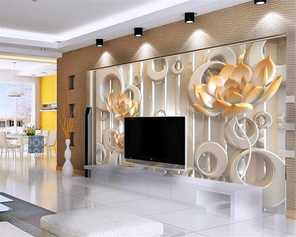 Обои на заказ 3d рельефный нефритовый резной Лотос ТВ фон стена гостиная спальня