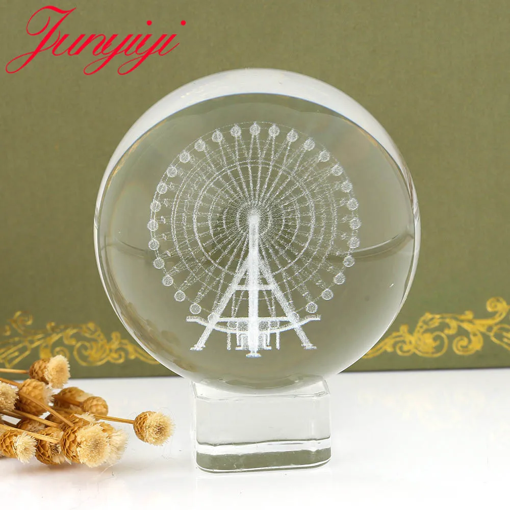 Crystal Holder Миниатюрные колесо обозрения декоративные шарики хрустальные ремесленные линзы 3D круглые природные сферы Путешествия Фото стеклянный волшебный шар свадебный подарок - Цвет: Crystal Holder