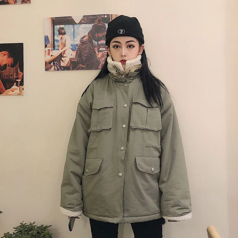 

Thick Faux Lamb Sheepskin For Coat For Women New Winter Jackets Long Motorcycle Windbreaker Coats AA-360