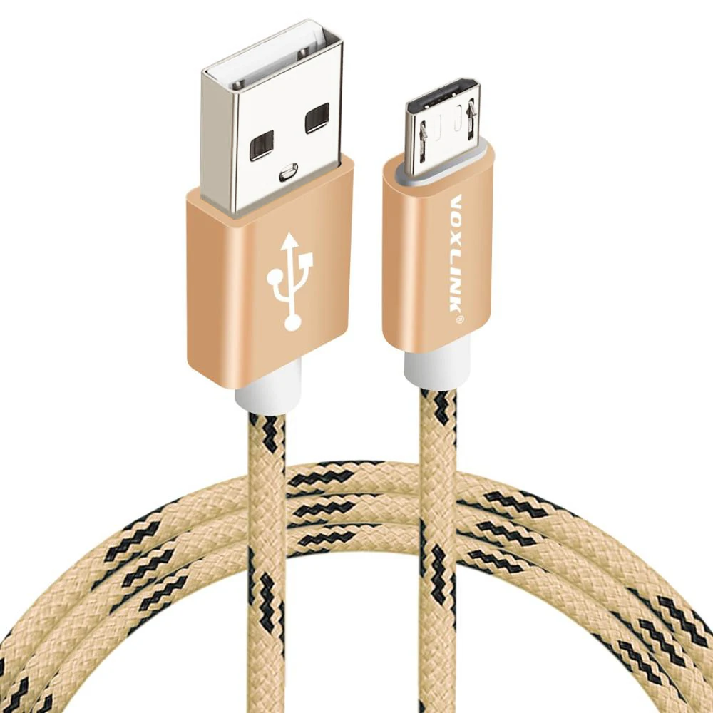 Gold VOXLINK Micro USB кабель 2A Быстрая зарядка микро кабель для передачи данных для samsung/xiaomi/lenovo/huawei/htc/Meizu Android кабели для мобильных телефонов - Цвет: Gold