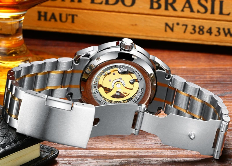 Для мужчин Часы автоматические механические часы мужской Tourbillon часы золотые модные часы Скелет лучшие брендовые наручные часы Relogio Masculino