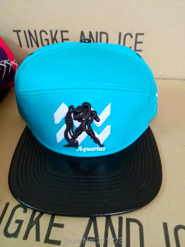 Розничная, гибридная Кепка snapback, речной синий, Водолей,, snapbacks, 3D вышивка, квадратные полями, высокое качество