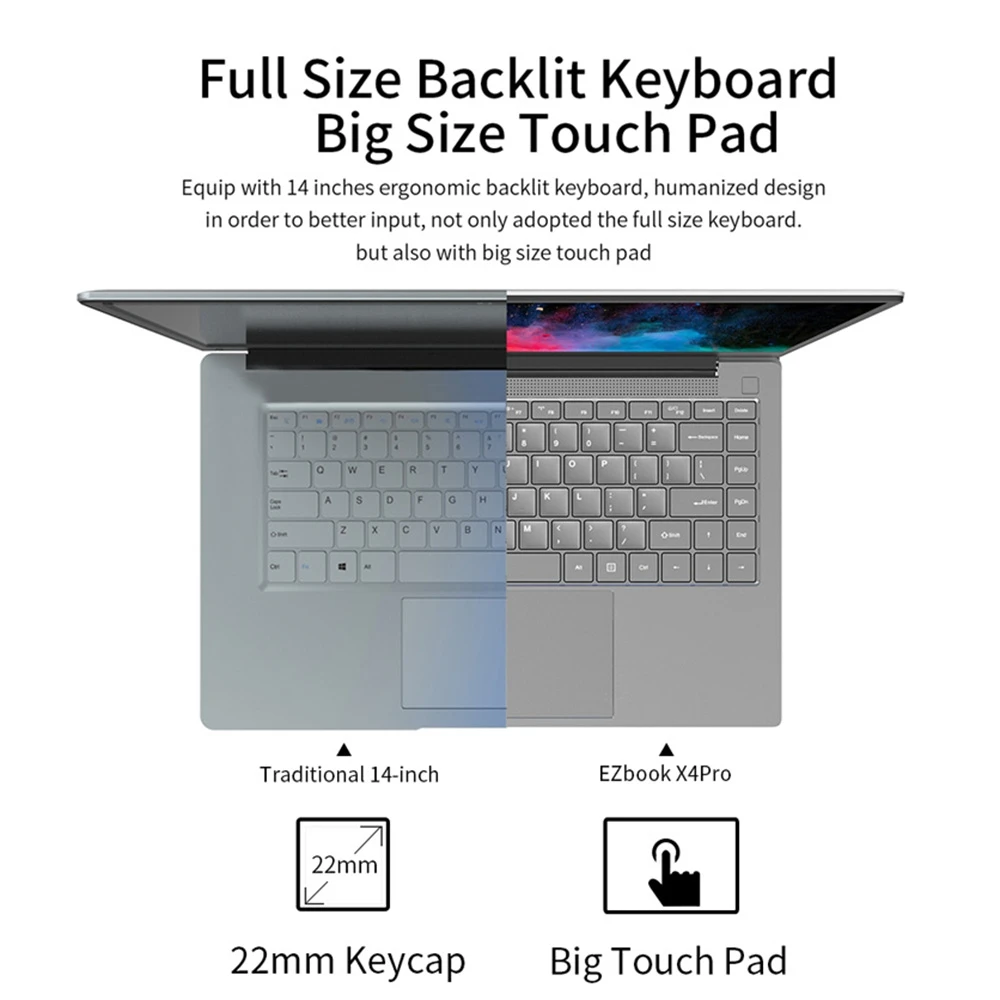 Оригинальный ноутбук Jumper EZbook X4 Pro экран 14 0 дюйма 8 ГБ ОЗУ 256 Гб ПЗУ Windows 10 Intel BroadWell i3