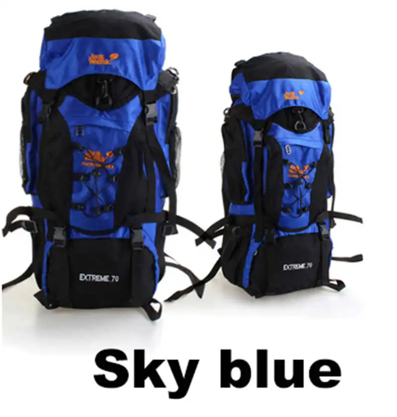 Sky Blue 70L Водонепроницаемая нейлоновая тактическая посылка, рюкзак для путешествий и пеших прогулок, супер большая вместительность, многофункциональная сумка для альпинизма на открытом воздухе - Цвет: Sky Blue