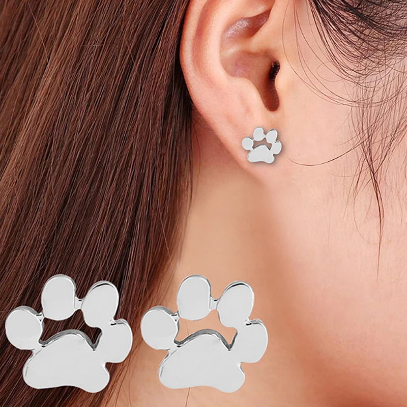 Милый кот собака Pow серьги ювелирные изделия уха для Для женщин модные простые