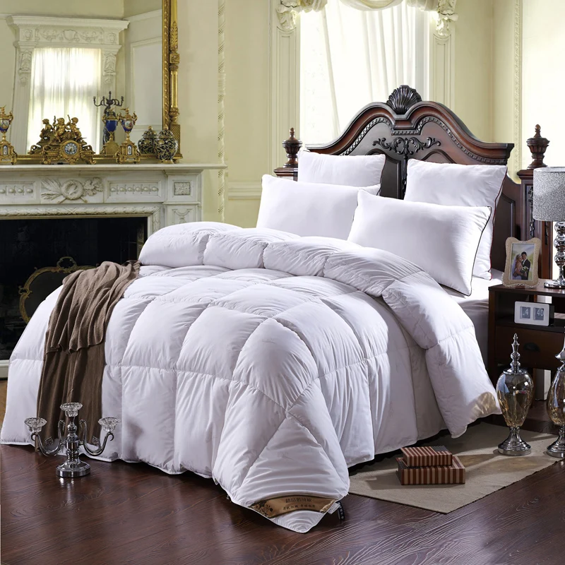 

100% хлопок, покрывало и чистый утиный пух, наполнитель, одеяло, Комплект постельного белья King Queen Twin Size, одеяло, белое зимнее одеяло