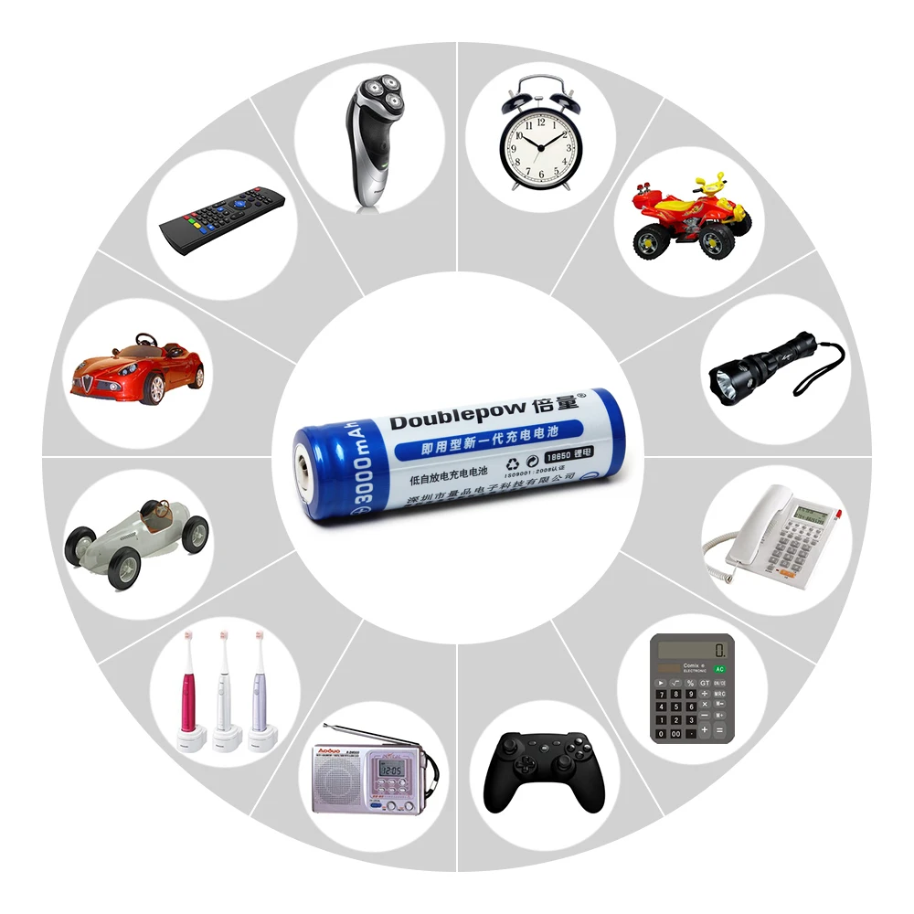 2pcs/set Doublepow LSD High Capacity 3000mAh 3.7V 18650 Li-ion Rechargeable Battery with 1200 Cycle | Электроника