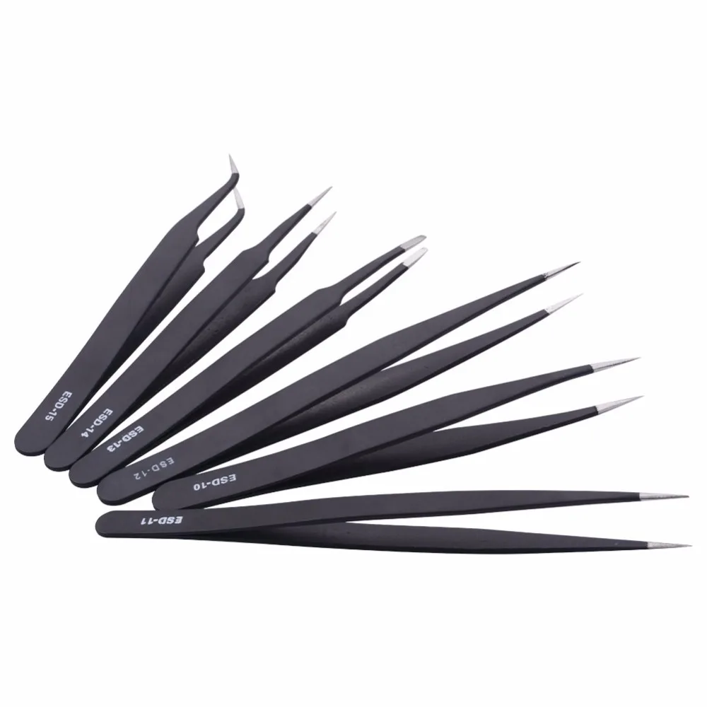 

Антистатический пинцет из нержавеющей стали, прецизионный, для электронного обслуживания, ручной, электрический, железный, с острым колено...