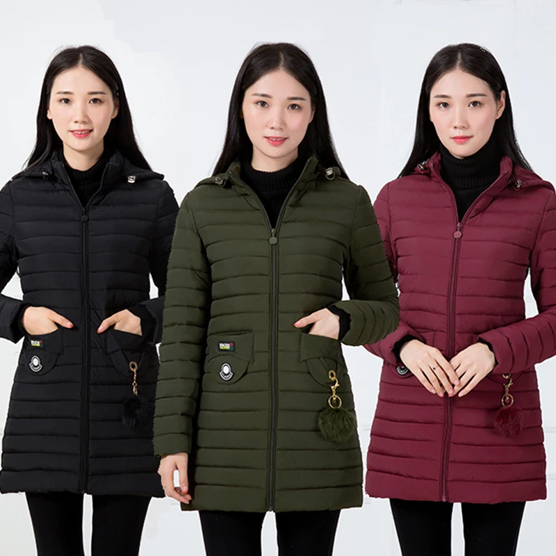 Большой размер Дамская парка среднего возраста хлопковое пальто с капюшоном
