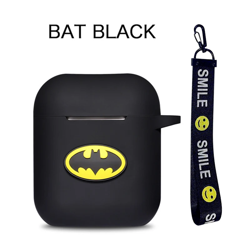 Batman Rope Мягкие силиконовые bluetooth наушники чехол с героями мультфильмов Marvel для Apple AirPods ультра-тонкий милый защитный чехол для AirPods зарядная коробка - Цвет: Batman Rope