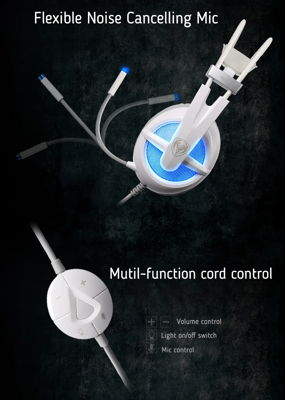 SOMIC G938 Virtual 7,1 Наушники с объемным звуком Звукоизолирующие наушники USB светодиодный сильный Басс Игровые наушники с микрофоном
