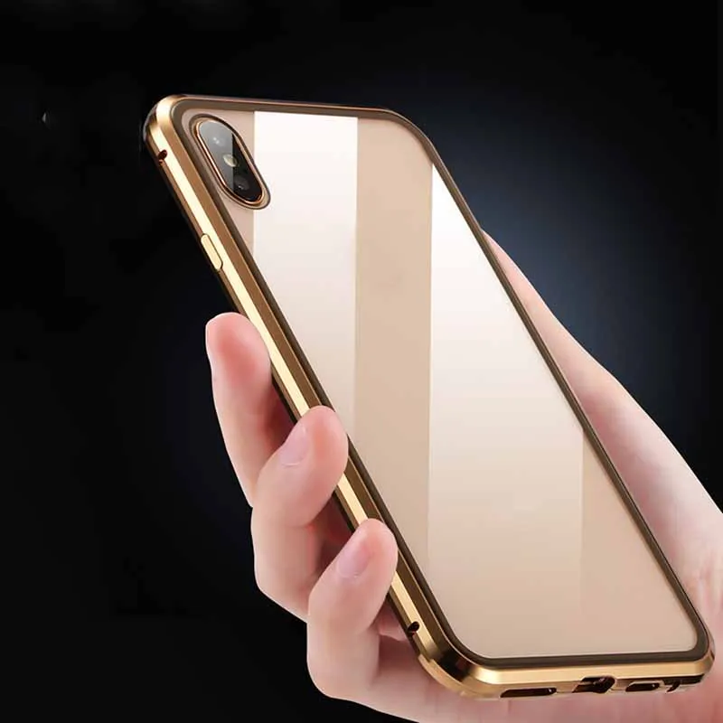 Магнитный чехол Suntaiho для iPhone XS Max с двойным закаленным стеклом магнитный