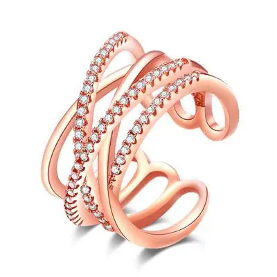rose gold Двухслойное кольцо с цирконием, простое 925 пробы, серебряное, Золотое кольцо, кольца для женщин, ювелирные изделия Anel, ювелирные изделия Aneis, подарок для любви - Цвет основного камня: rose gold