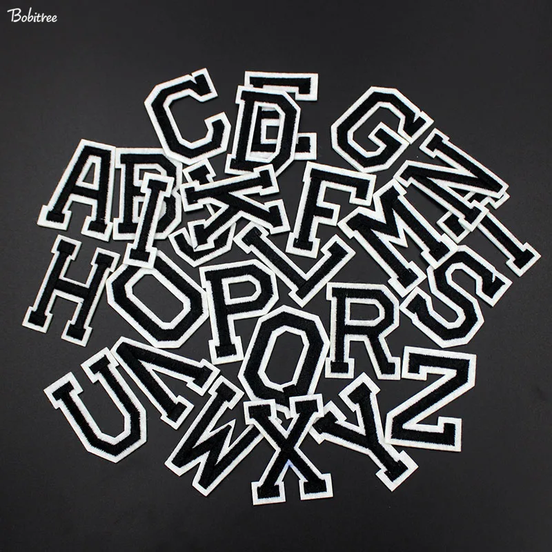 Нашивки с черными и белыми буквами Аппликации для одежды куртки джинсов рюкзака