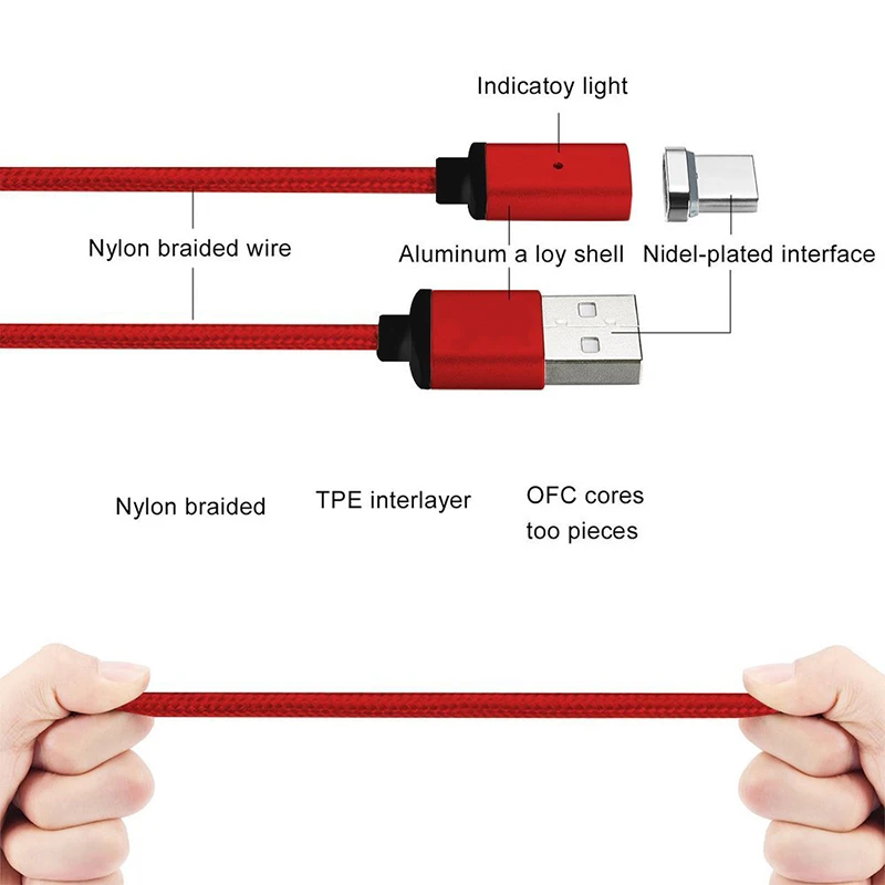 

1m Magnetic Phone Charger Cable with Type-C/Micro USB/IOS 3-in-1 Charging Data Sync Cord with 3 Adapters for Android and iPhone