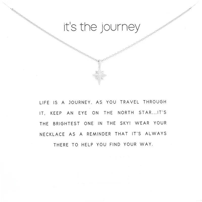 

2018 New Polaris Star Pendant Short Chain Choker Necklace For Women Golden wish necklace with card Jewelry As gift The Journey