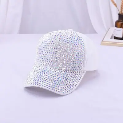 White color Стразы, роскошная жемчужная бейсболка с пайетками для женщин, летняя хлопковая кепка для девушек, бейсболка в стиле хип-хоп, Кепка Gorras Casquette Bones - Цвет: White color