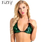 Женский блестящий топ-бикини с принтом русалка