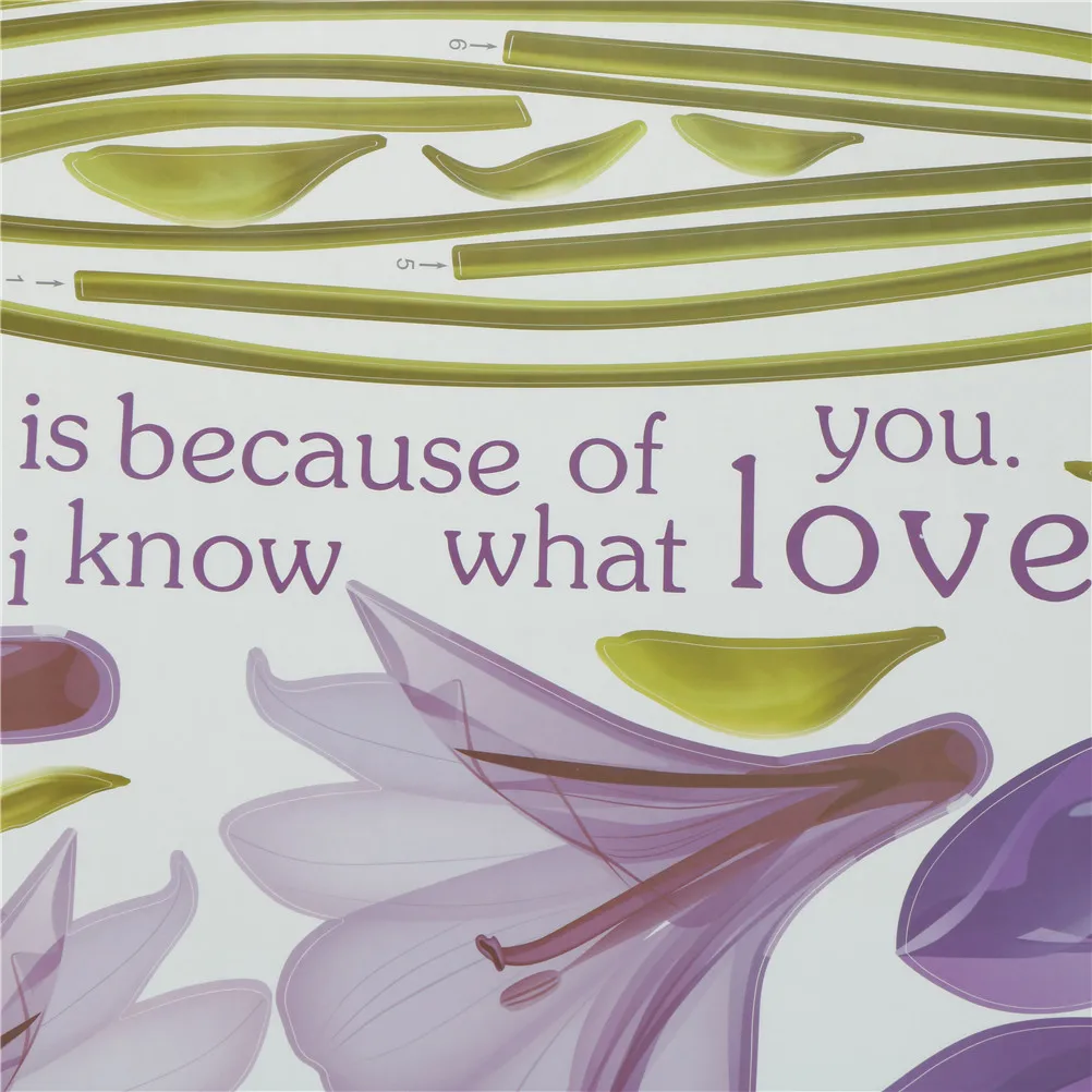 1 шт. красивые фиолетовые цветы лилии наклейки на стену для фон декоративная