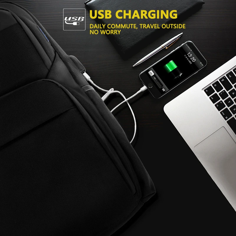 Ударопрочный мужской рюкзак с usb зарядкой и защитой от кражи водонепроницаемый
