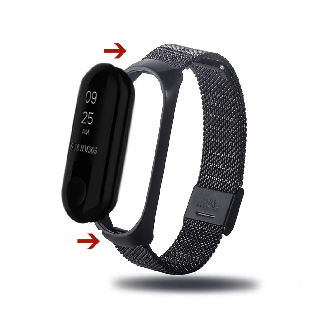 Браслет Для Xiaomi Band 3 ремешок из нержавеющей стали Сменные аксессуары наручный