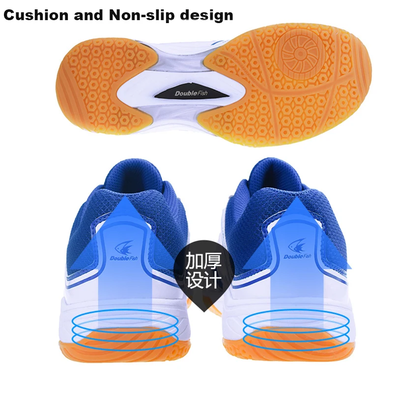 

2018 New Double Fish Men Women Non-slip Breathable Running Shoes Table Tennis Badminton Shoes Outdoor Sports Training Sneaker